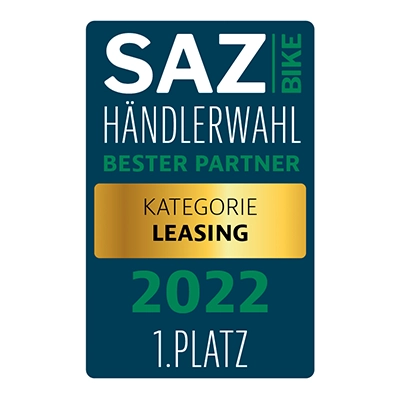 JobRad gewinnt SAZbike Händlerwahl bester Partner 2022 1. Platz Kategorie Leasing JobRad gewinnt SAZbike Händlerwahl bester Partner 2022 1. Platz Kategorie Leasing